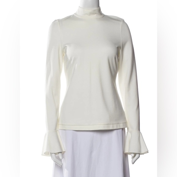 Alexis Mock Neck Long Sleeve Blouse Cream - Picture 1 of 7